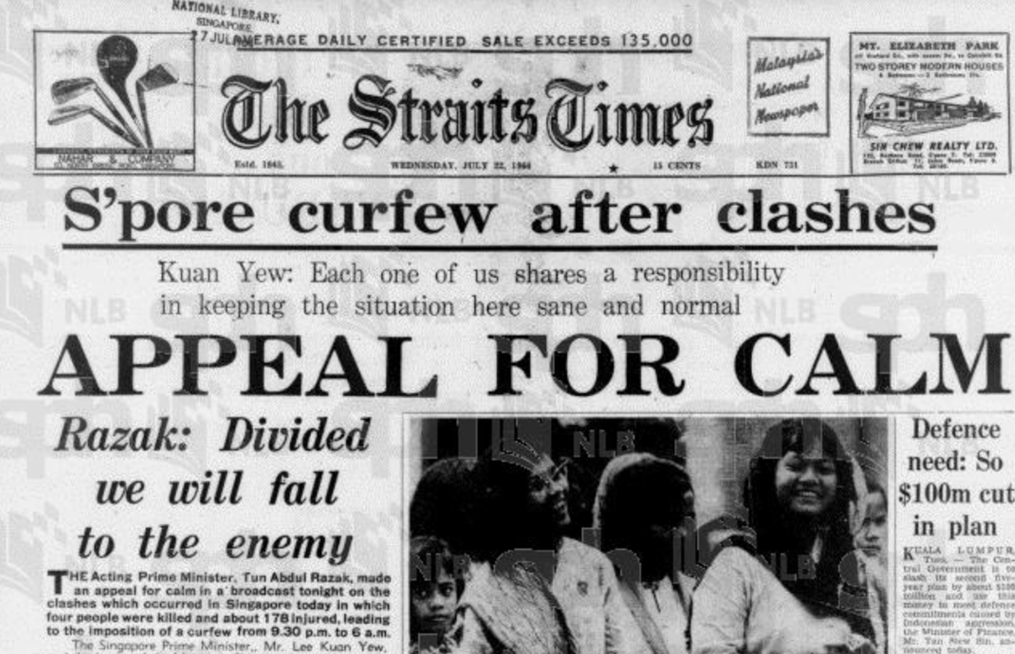 Appeal for calm: S’pore curfew after clashes. (1964, July 22).